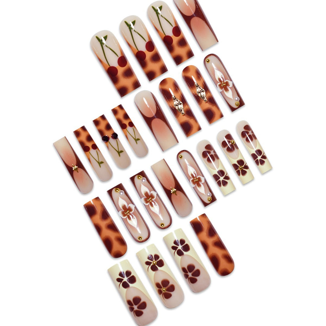 Artistic Floral Long-Lasting Press-On Nail Extensions Kalsten