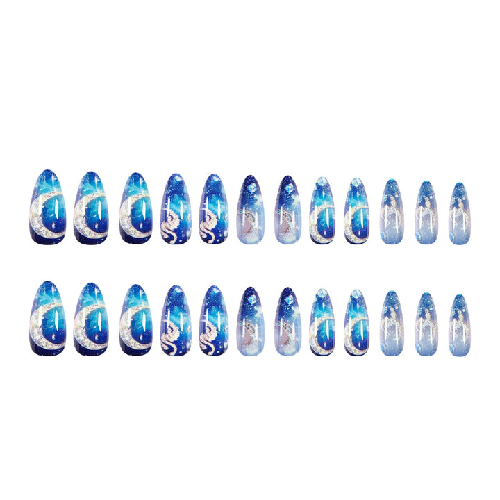 Elegant and creative stiletto artificial nails with glittering star design Kalsten