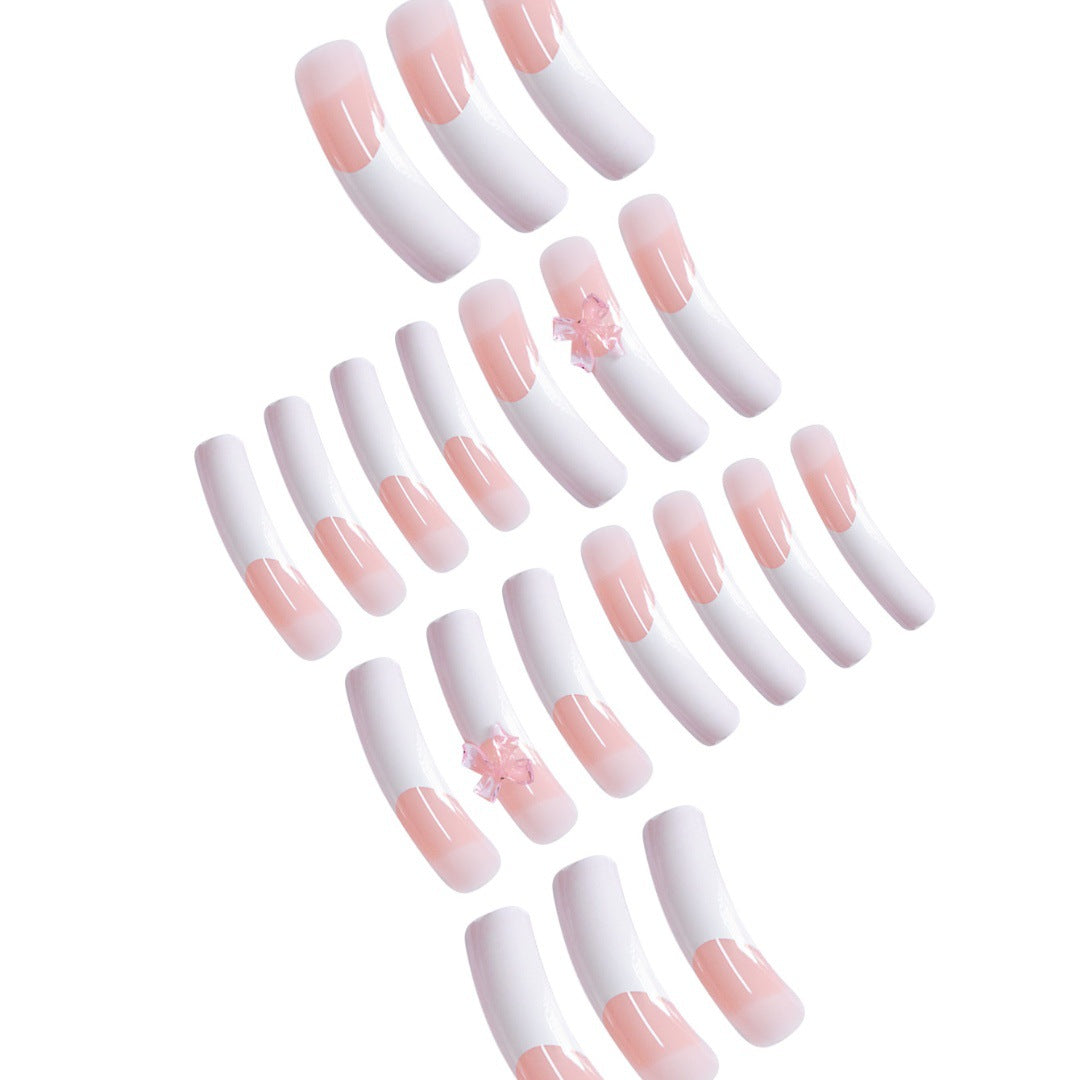 Stylish Acrylic Press-On Nail Extensions with Decorative Bow Kalsten
