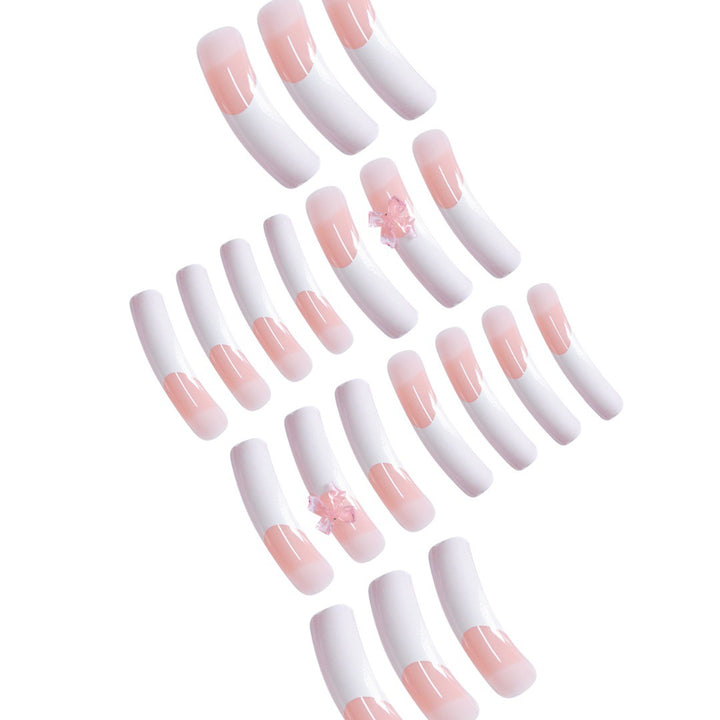Stylish Acrylic Press-On Nail Extensions with Decorative Bow Kalsten