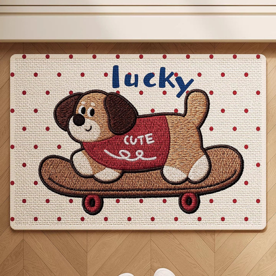 Decorative Bath Rug with Whimsical Dog Design