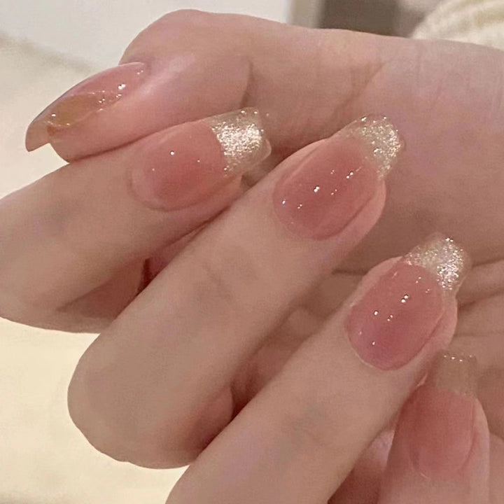 Glitter French Tip Press-On Nails