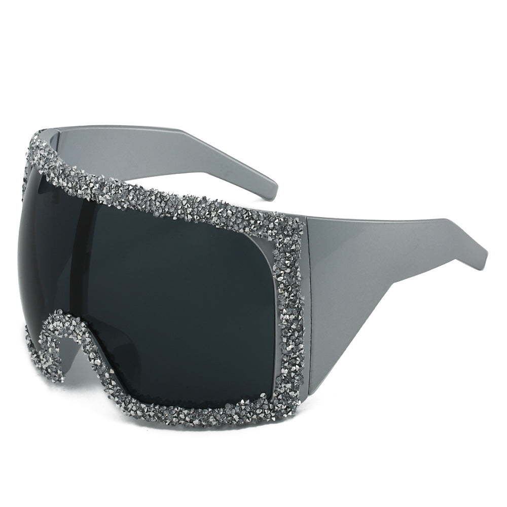 Women's Sporty Oversized Sunglasses with Rhinestone Embellishments Kalsten
