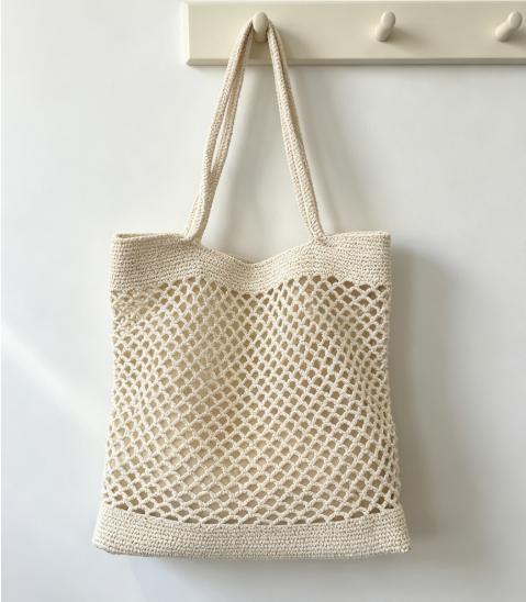 Hand-knotted shopping bag in modern net design Kalsten