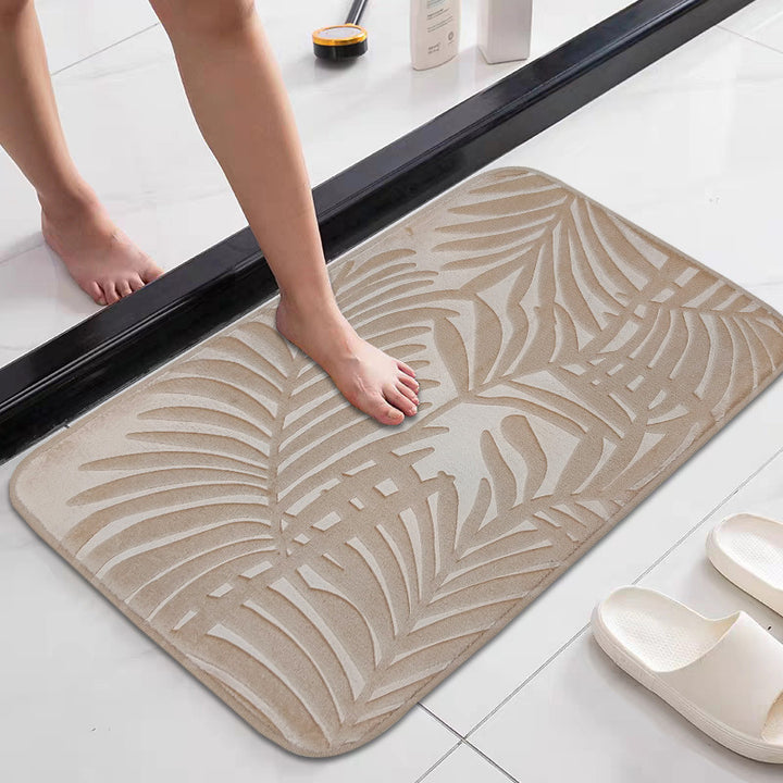 Tropical Leaf Design Memory Foam Bath Mat Kalsten
