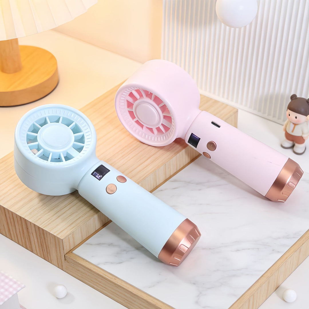 Women’s portable hand fan with digital display and USB charging port Kalsten