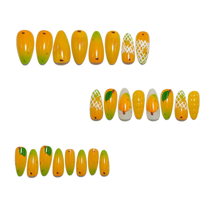 Creative artificial nails with colorful mango design Kalsten