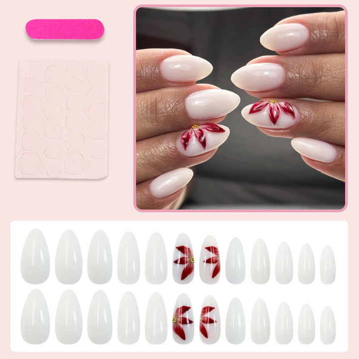 Artificial nail set with elegant flower decorations Kalsten