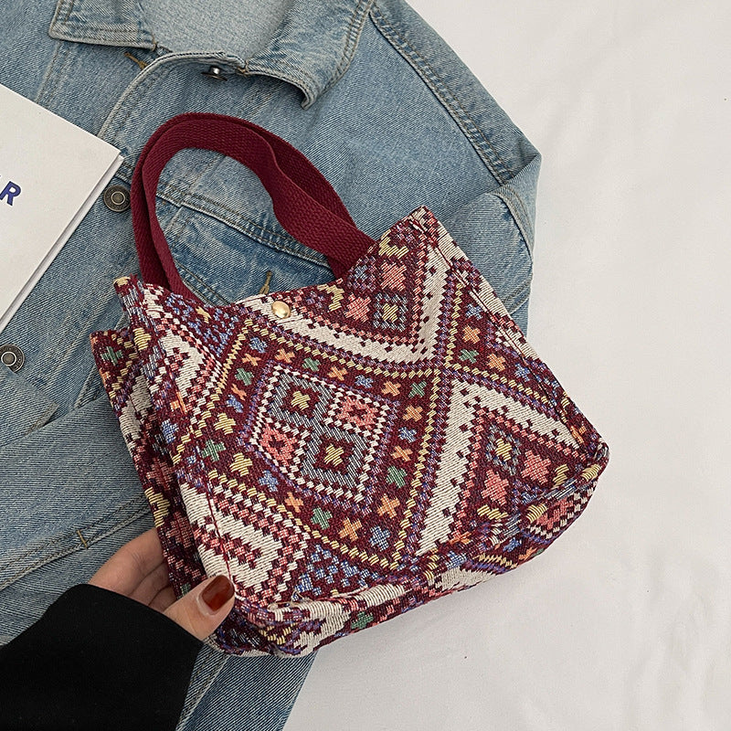 Handcrafted Geometric Patterned Tote Bag