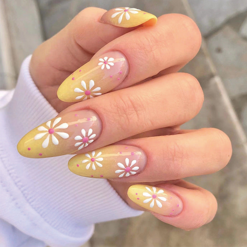 Artistic Press-On Nails with Floral Patterns Kalsten