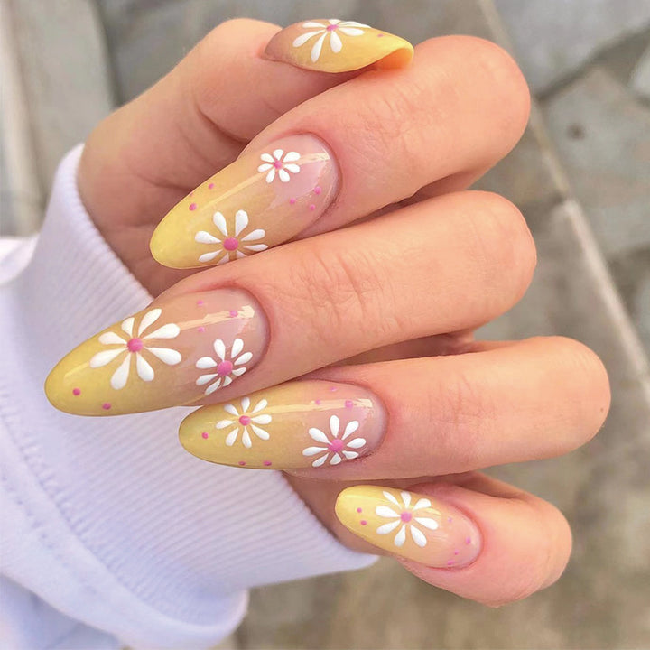 Artistic Press-On Nails with Floral Patterns Kalsten