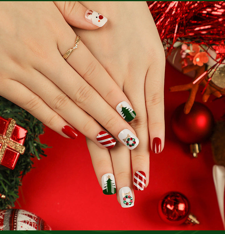 Artful Nail Extensions with Glitter and Rhinestone Embellishments Kalsten