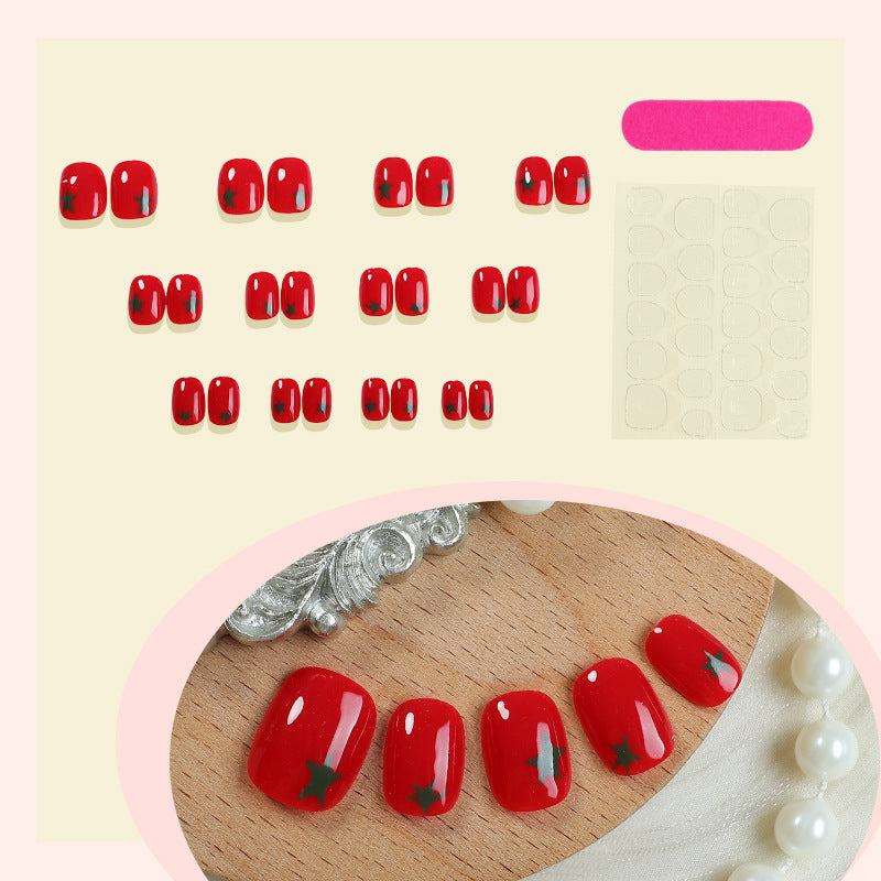 Artistic Press-On Nail Set with Star Designs kalsten