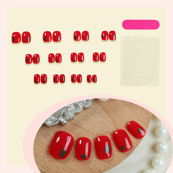 Artistic Press-On Nail Set with Star Designs kalsten