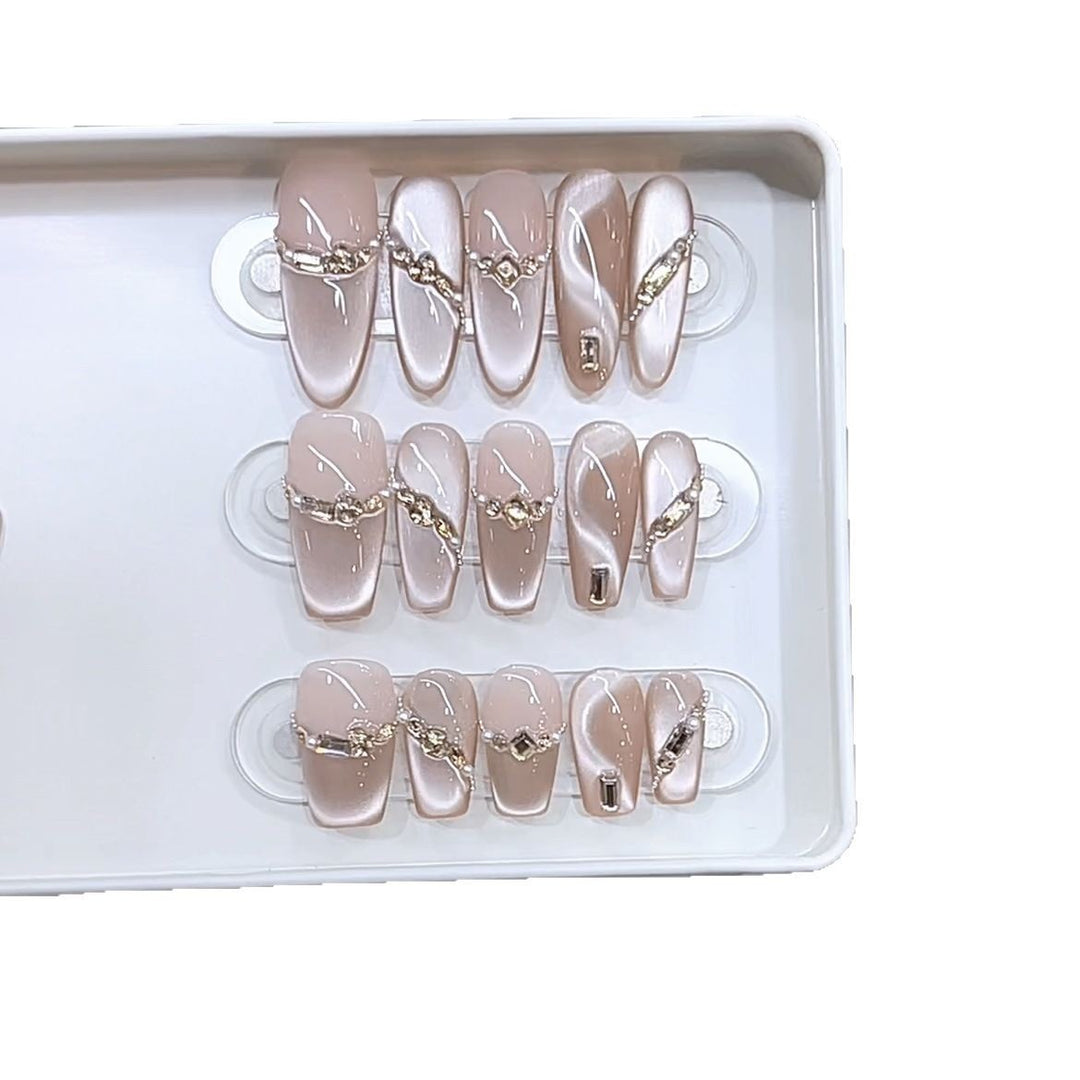 Stylish Rhinestone-Accented Press-On Nail Set Kalsten