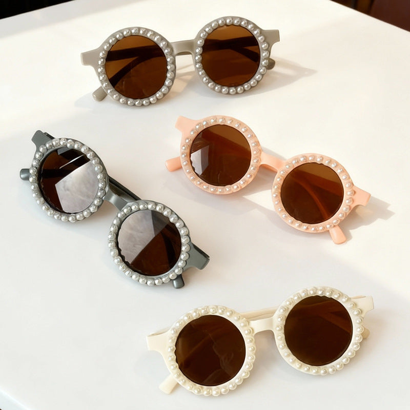 Elegant Pearl-Embellished Round Sunglasses Kalsten