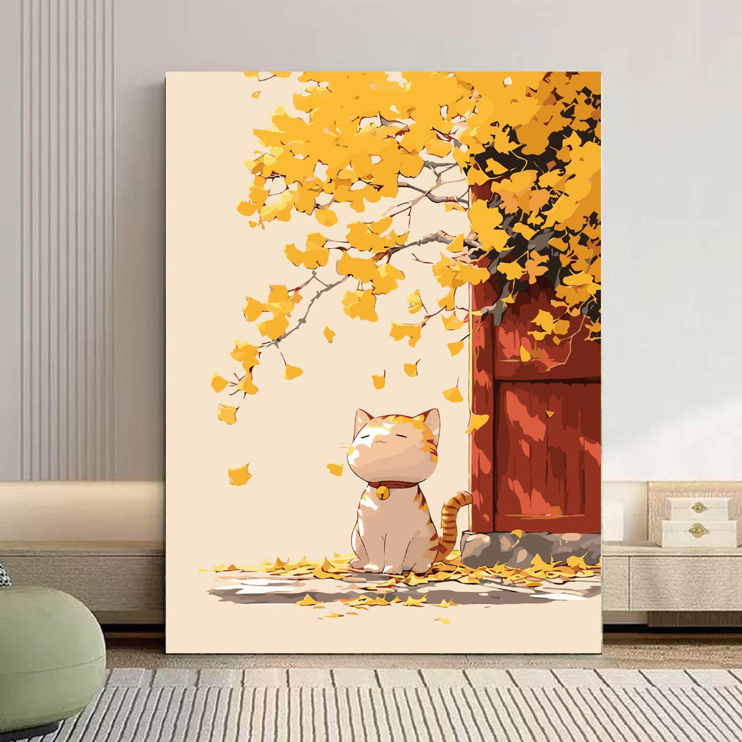 Cozy Cat and Floral-Themed Canvas Art Kalsten