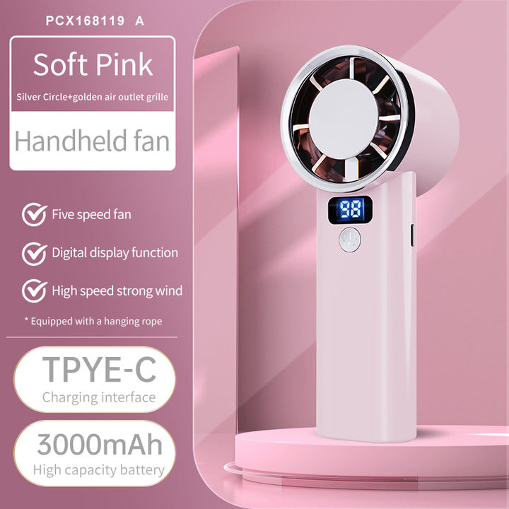 Ladies handheld fan with digital display and 3000mAh battery Kalsten
