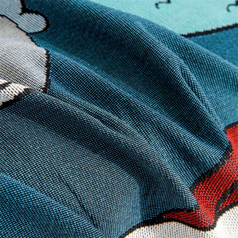 Artistic Cartoon Themed Sofa Throw