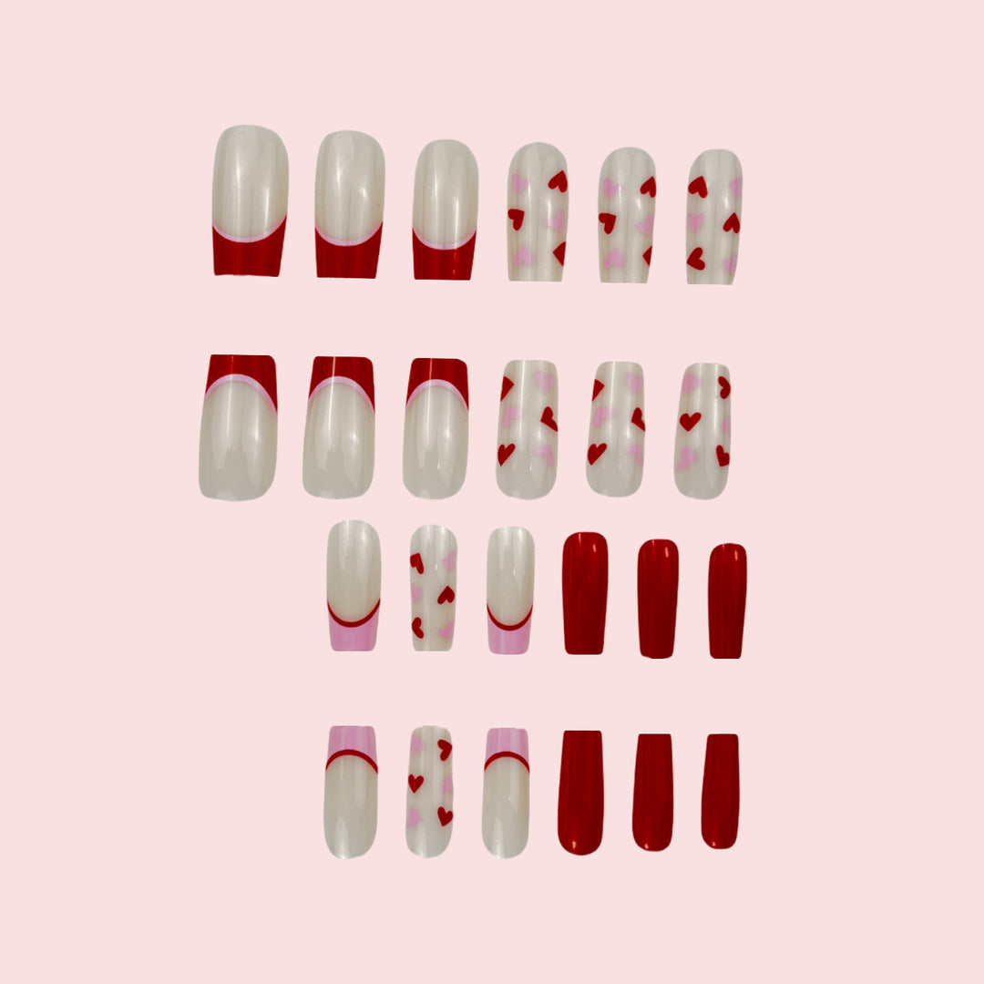 Heart-Themed Gel Nail Extensions Kalsten