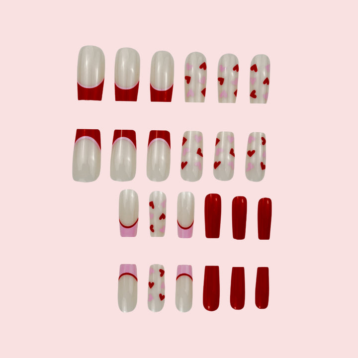 Heart-Themed Gel Nail Extensions Kalsten