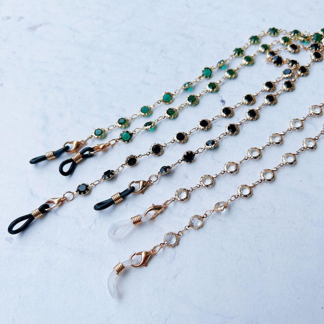 Elegant Black Gemstone Eyewear Chain Kalsten