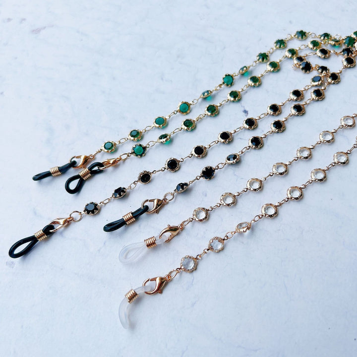 Elegant Black Gemstone Eyewear Chain Kalsten