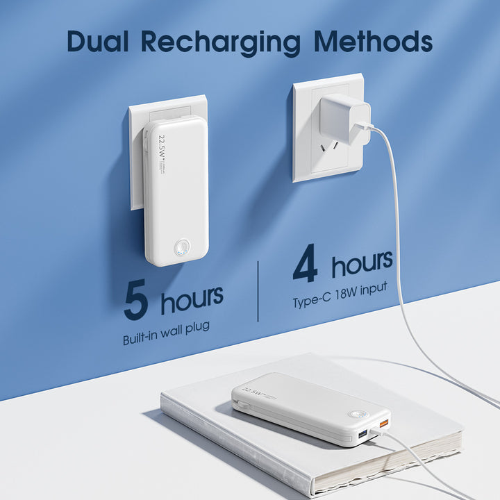 Power bank with integrated wall plug and fast charging Type-C function Kalsten