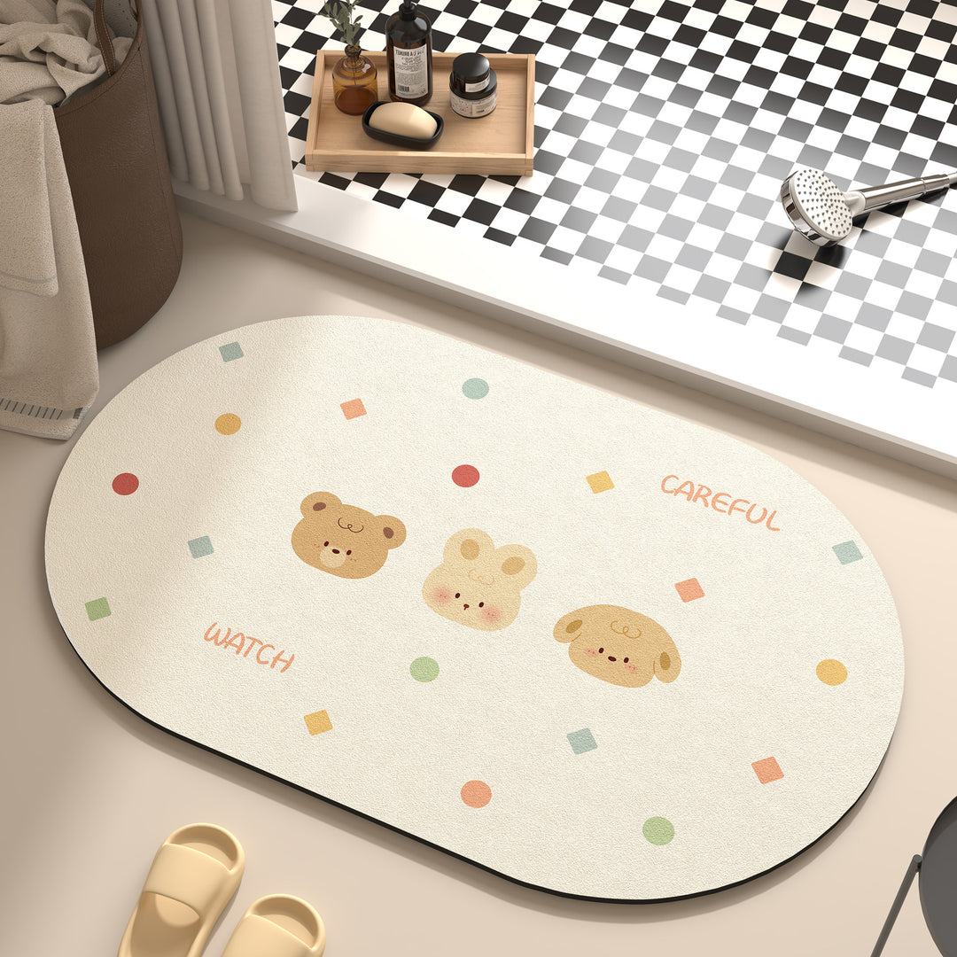 Playful Cartoon Dog-Themed Bath Mat Kalsten