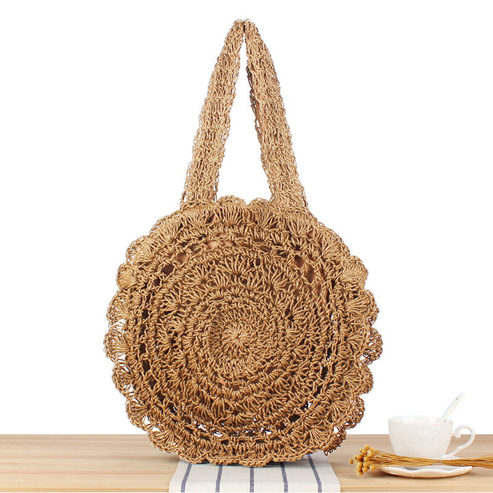 Handcrafted beach bag with artistic round design Kalsten