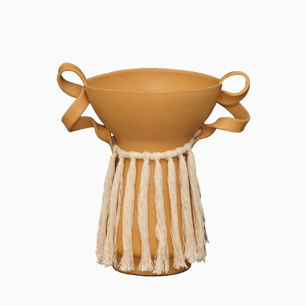 Decorative Handmade Vase with Textile Edge