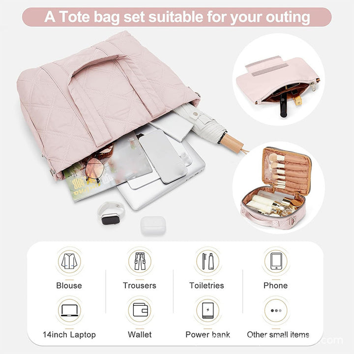 Elegant and Versatile Fabric Handbag with Detachable Cosmetic Bag Kalsten