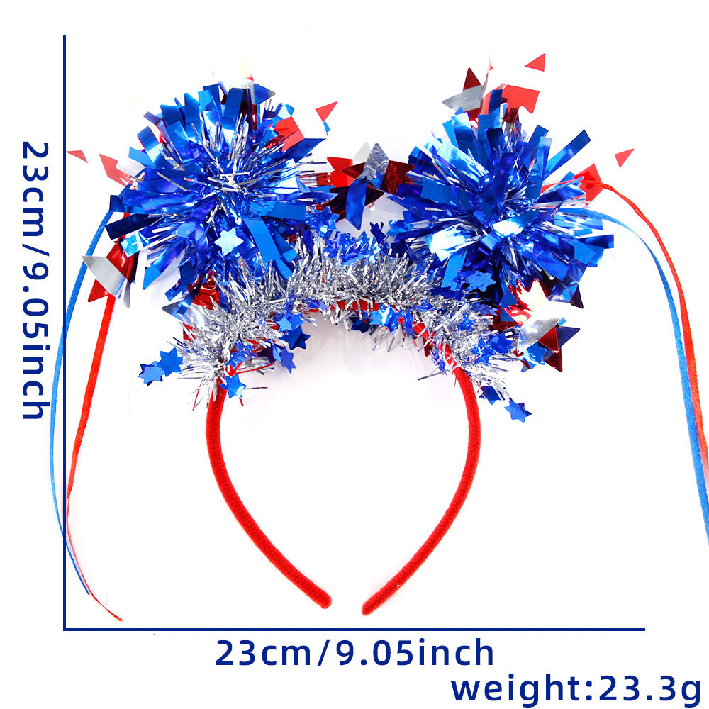 Unisex nan patriotic party headband with star pom poms and flag pendants Kalsten