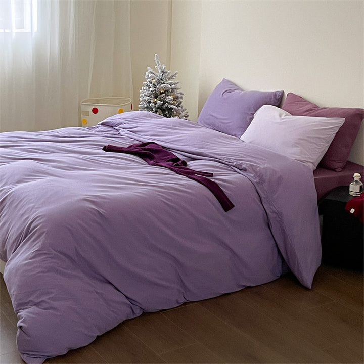 Skin-friendly cotton percale bedding set with fitted sheet and pillowcases
