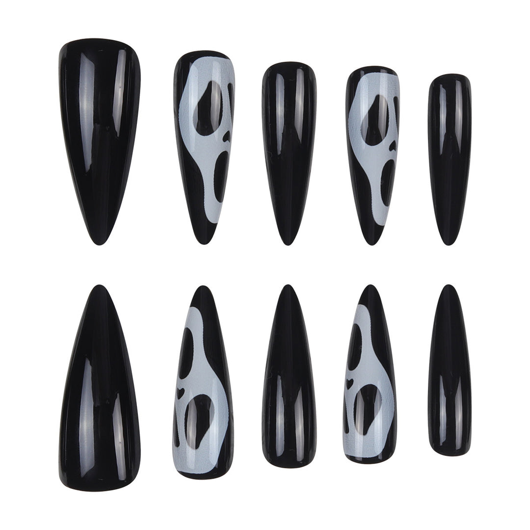 Artistic Stiletto Press-On Nails with Ghost Design Kalsten