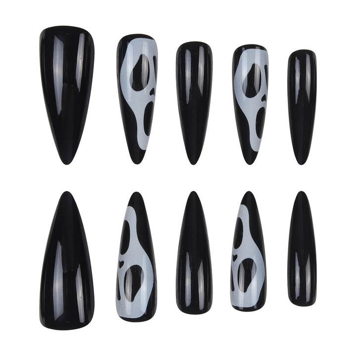 Artistic Stiletto Press-On Nails with Ghost Design Kalsten