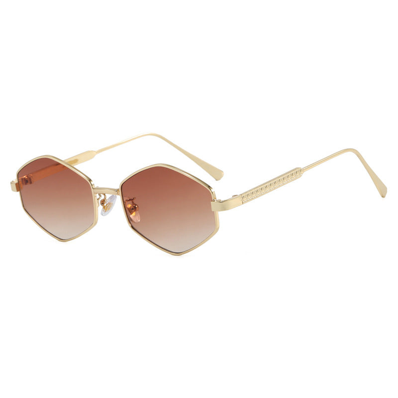 Women's hexagonal sunglasses with elegant metal accents and UV protection Kalsten