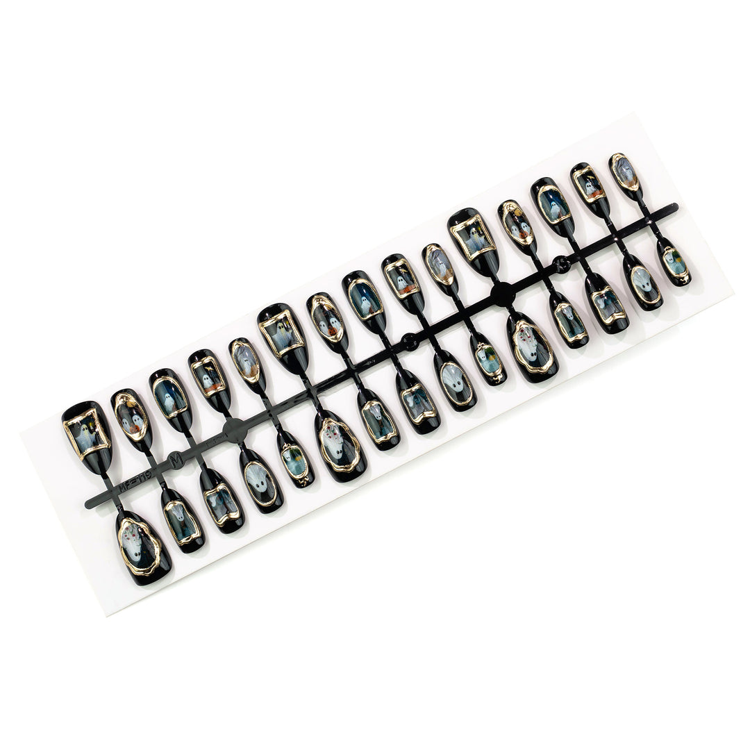 Artistic Halloween-Themed Press-On Nail Art Set Kalsten