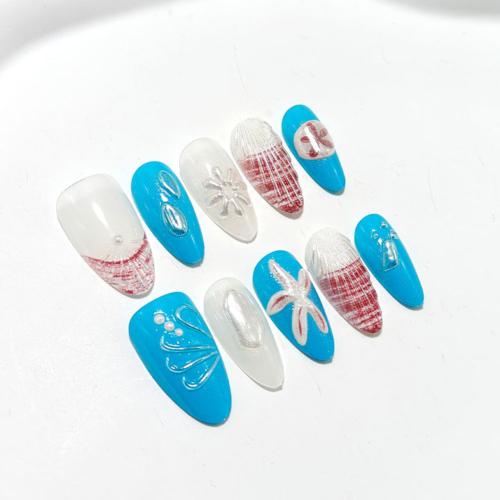 Artificial nails with maritime design Kalsten