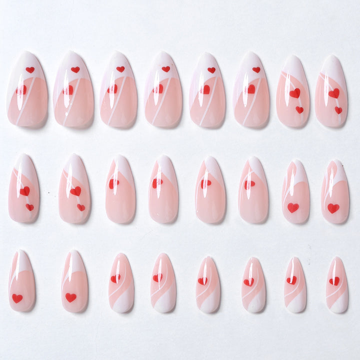 Artistic Heart-Patterned Press-On Nail Art Kalsten