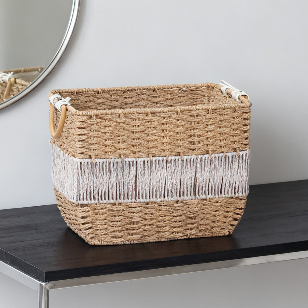 Handmade storage basket with fringes Kalsten