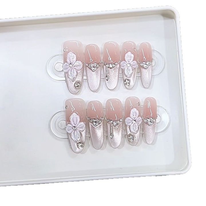 Premium Floral-Decorated Press-On Nail Set Kalsten