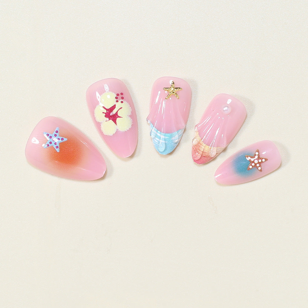 Artistic Ocean-Inspired Press-On Nail Art Kalsten