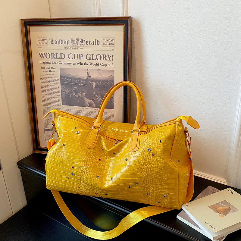 Stylish Crocodile-Texture Weekend Duffel Bag Kalsten