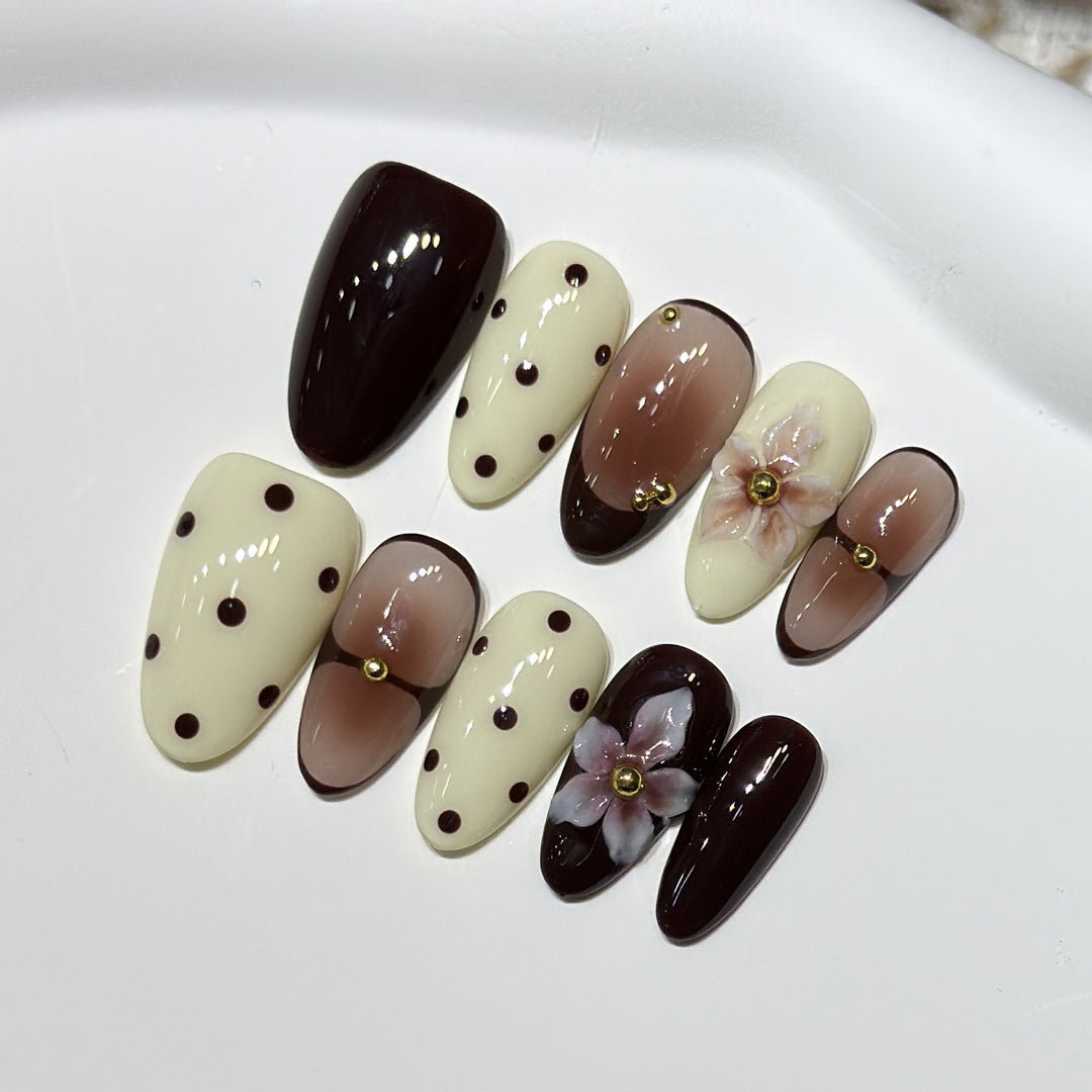 Elegant Floral Stiletto Nail Art Set Kalsten