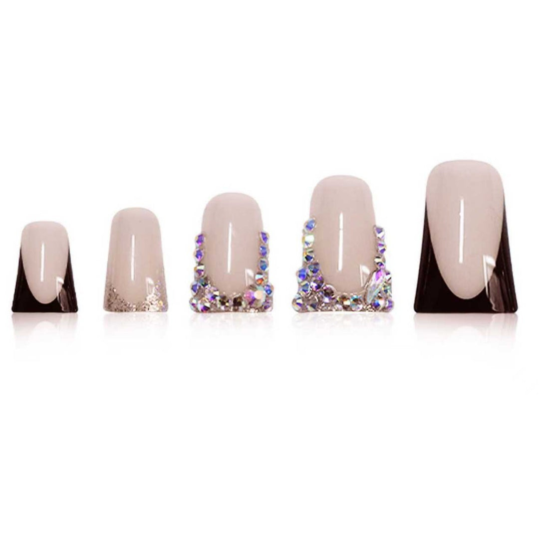 Decorative Press-On Nail Extensions with Gem Accents Kalsten