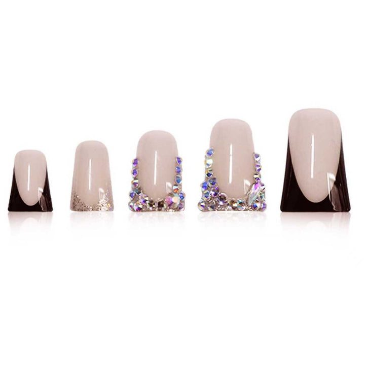 Decorative Press-On Nail Extensions with Gem Accents Kalsten