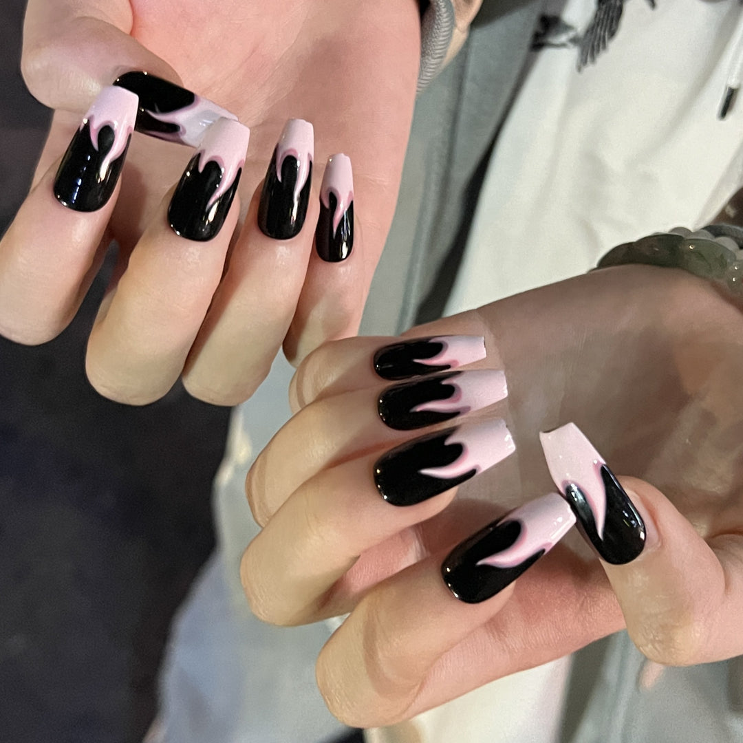 Artistic nail extensions with gradient and flame design Kalsten