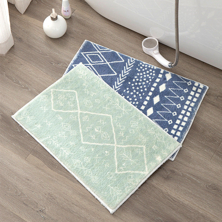 Soft high-pile bath mat rug with Berber-inspired diamond pattern Kalsten