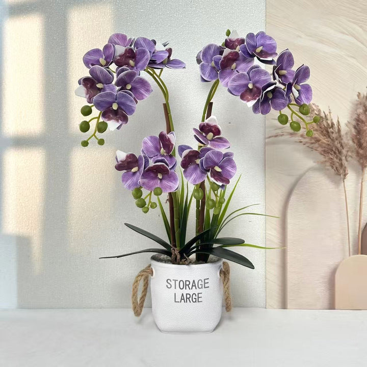 Lifelike Orchid Plant in Decorative Pot for Home Decor